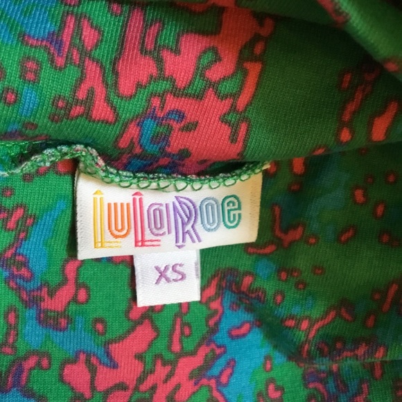LuLaRoe Maxi Skirt w/green, pink and blue abstract - Picture 4 of 5